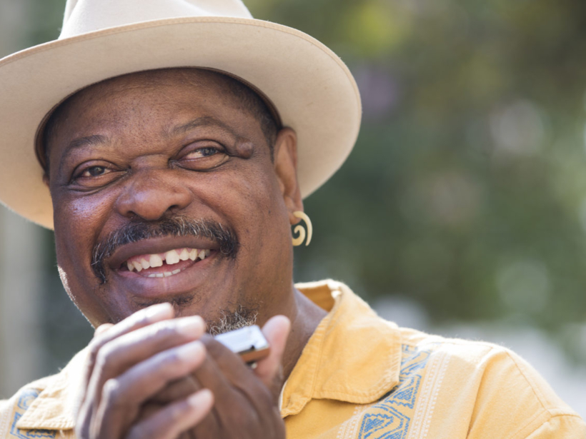 Blues harmonica player Phil Wiggins.